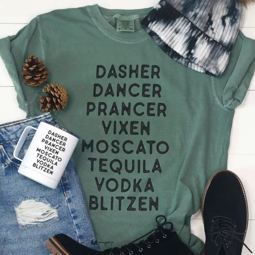 Dasher Dancer Prancer Vixen Reindeer Christmas Shirt