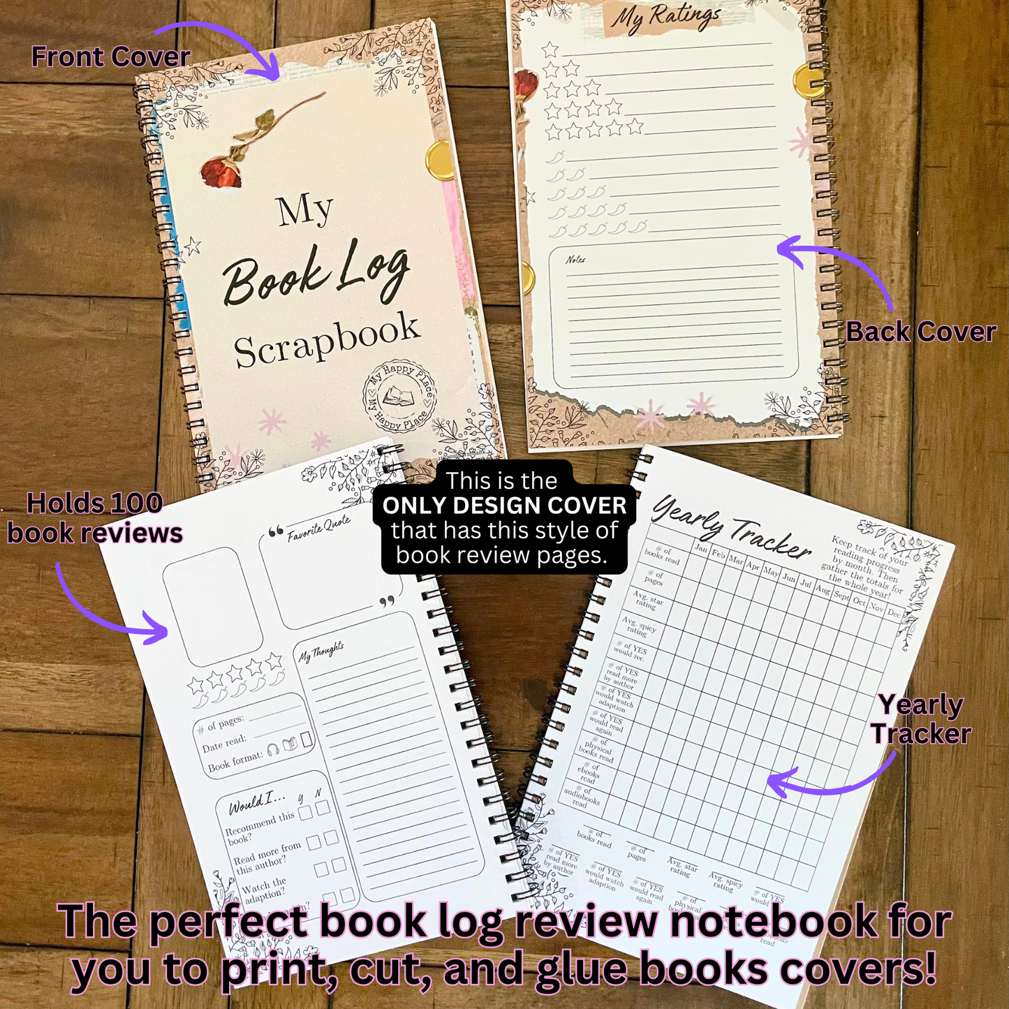My Book Log Scrapbook for Book Readers l Book Tracking l Spicy Readers l Stationary Gifts