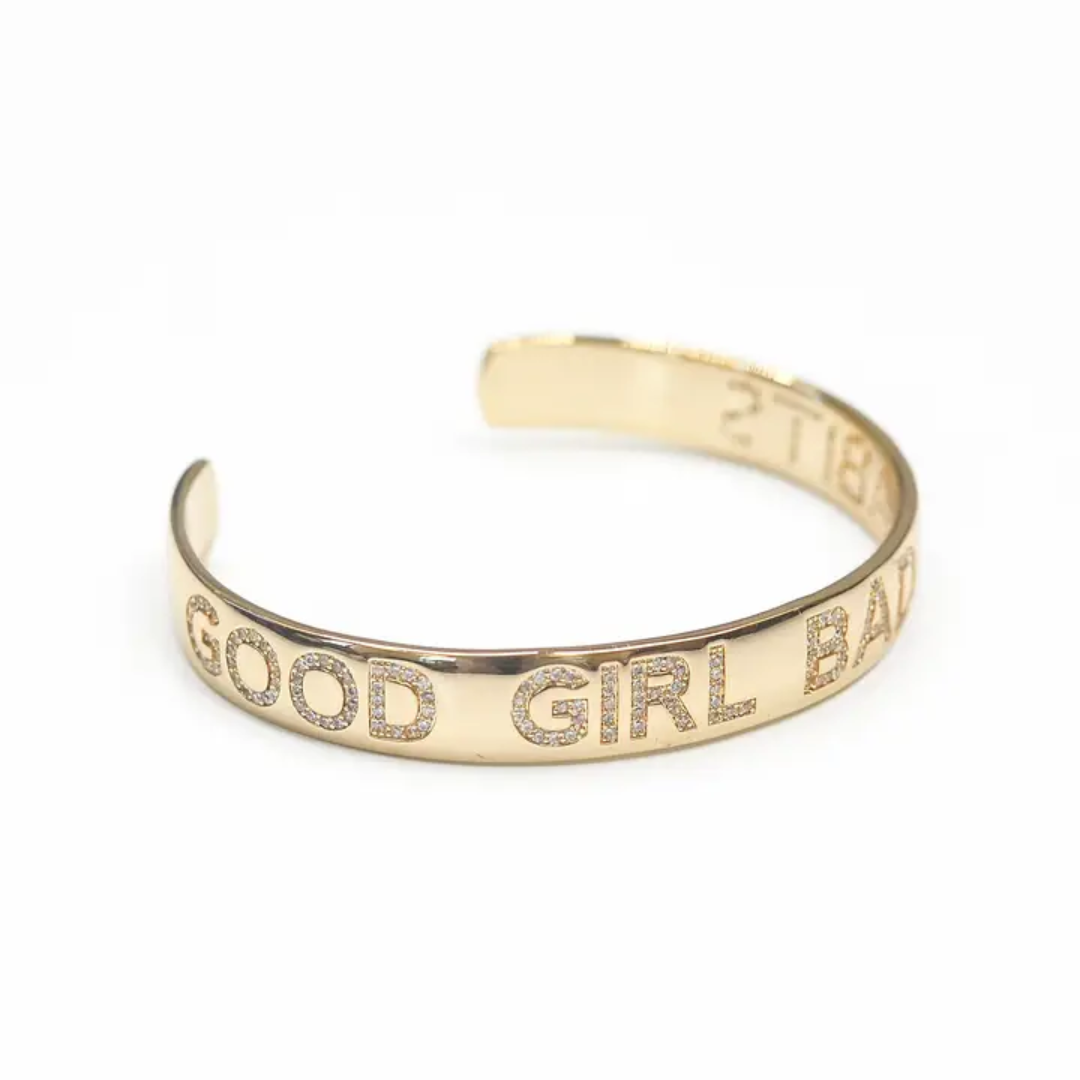 Adjustable Gold Pave Stone Bangle Bracelet