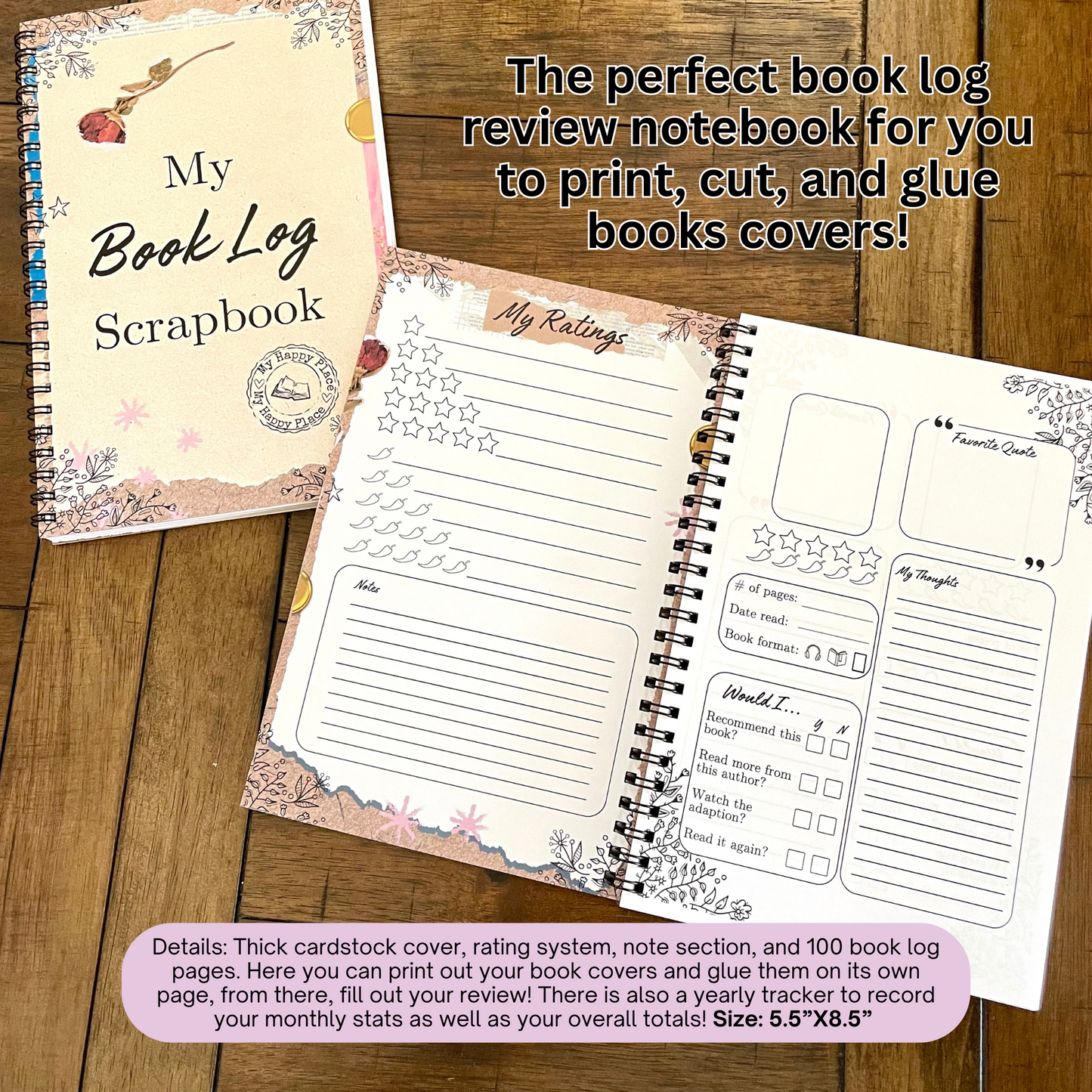 My Book Log Scrapbook for Book Readers l Book Tracking l Spicy Readers l Stationary Gifts