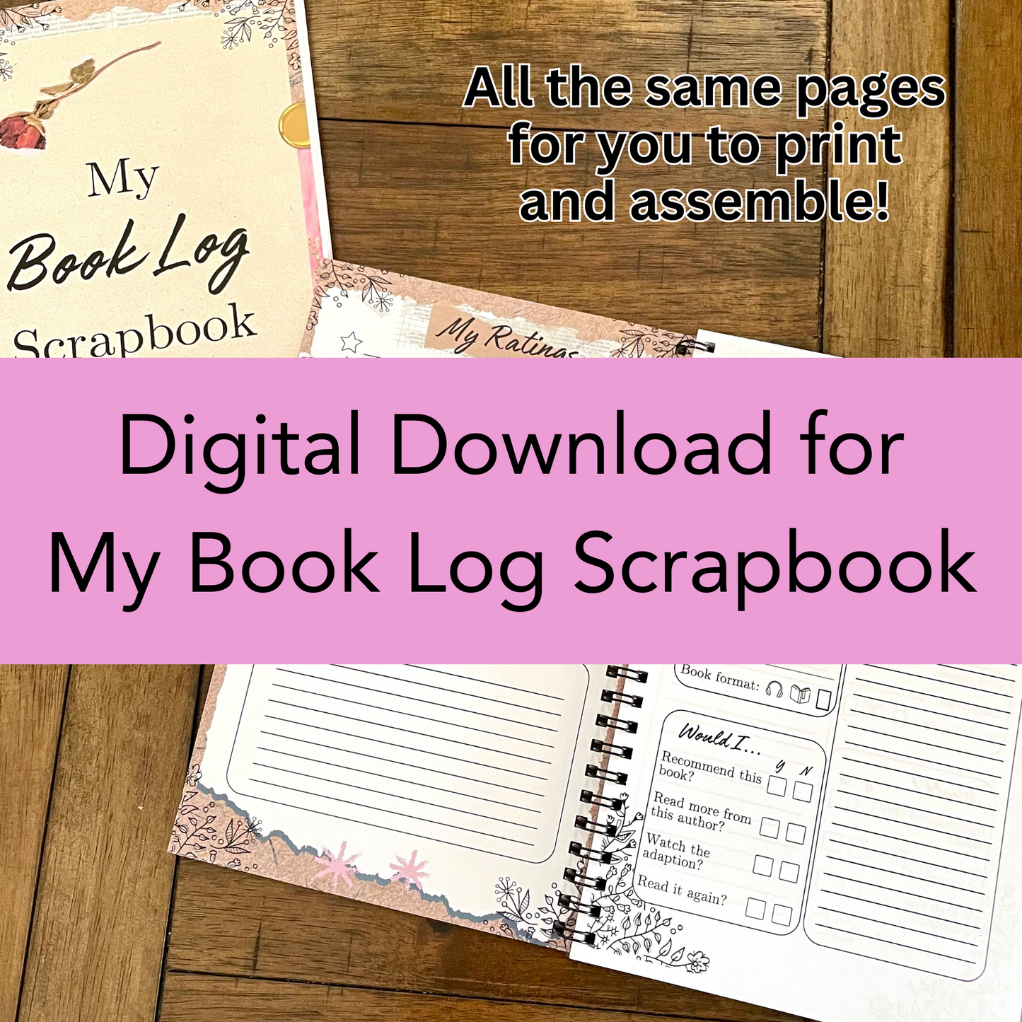 My Book Log Scrapbook-Digital Download