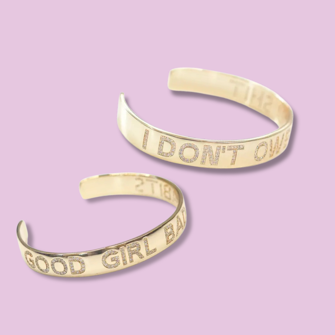 Adjustable Gold Pave Stone Bangle Bracelet