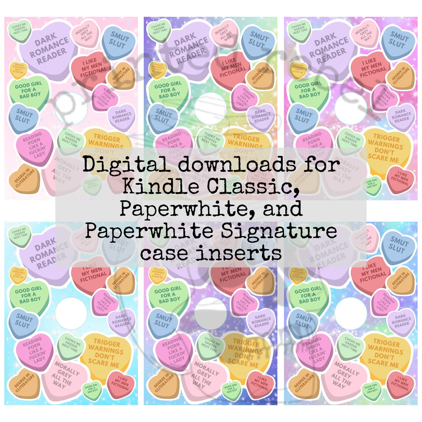 Smutty Candy Heart Ereader Case Insert l Digital Download